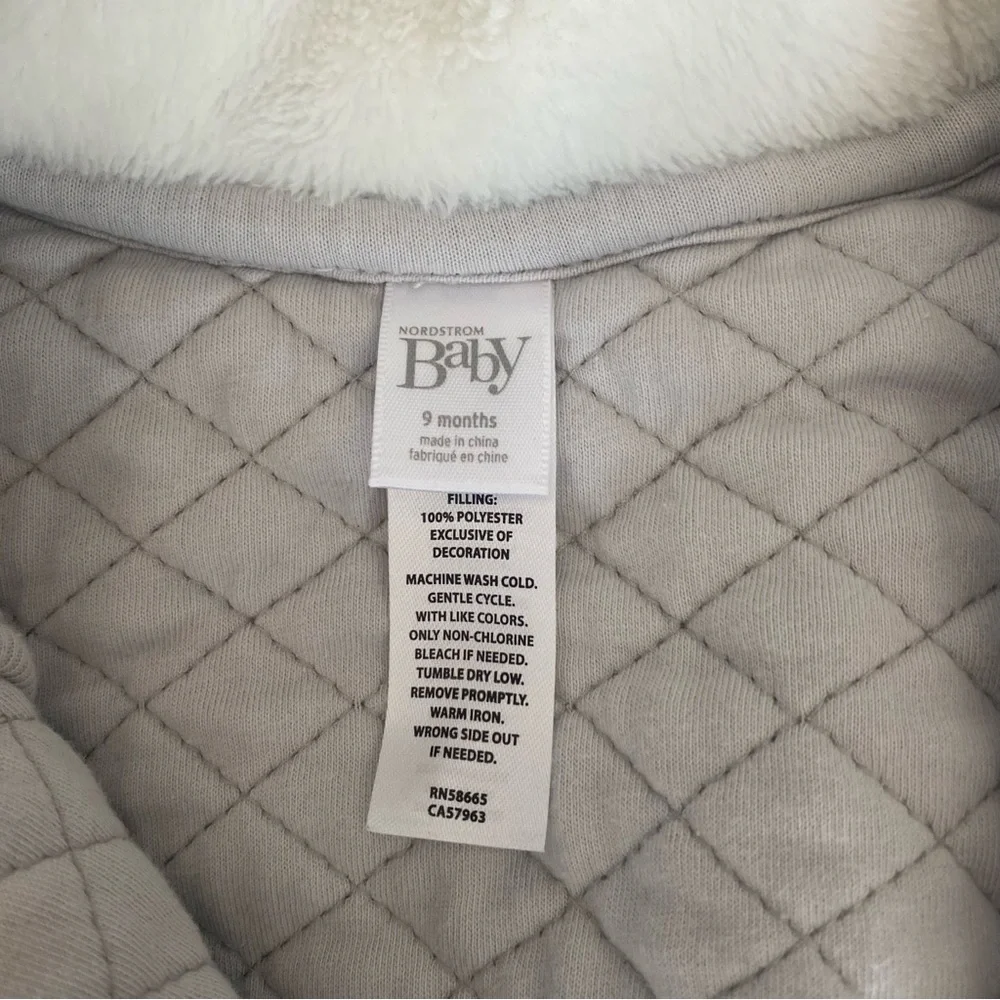 Nordstrom baby grey and blue star print quilted onesie 9M